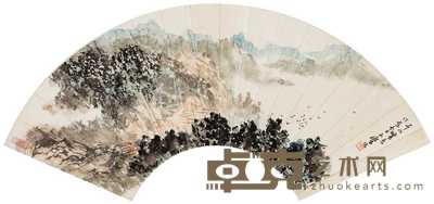 宋玉麟 1988年作 千山晓色 扇面 19×47cm